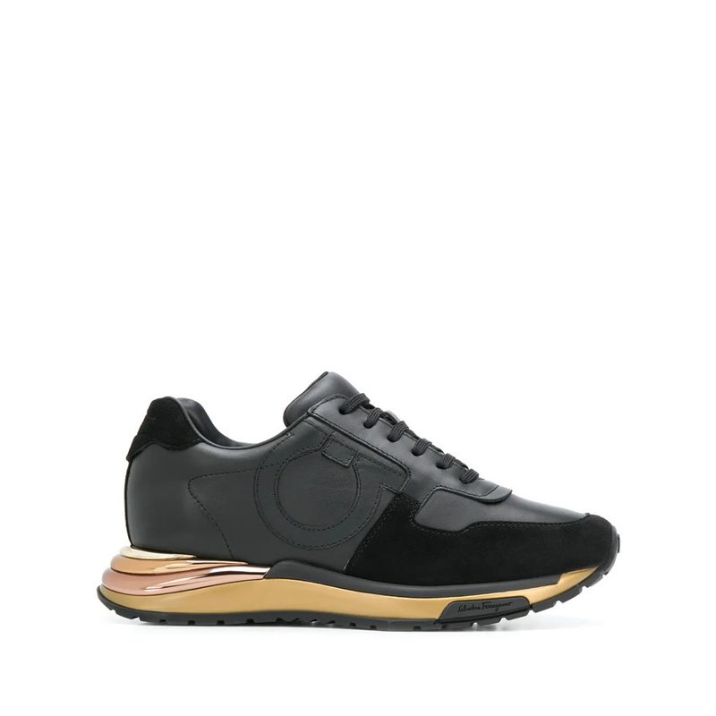 Ladies Patterned Black Sneakers