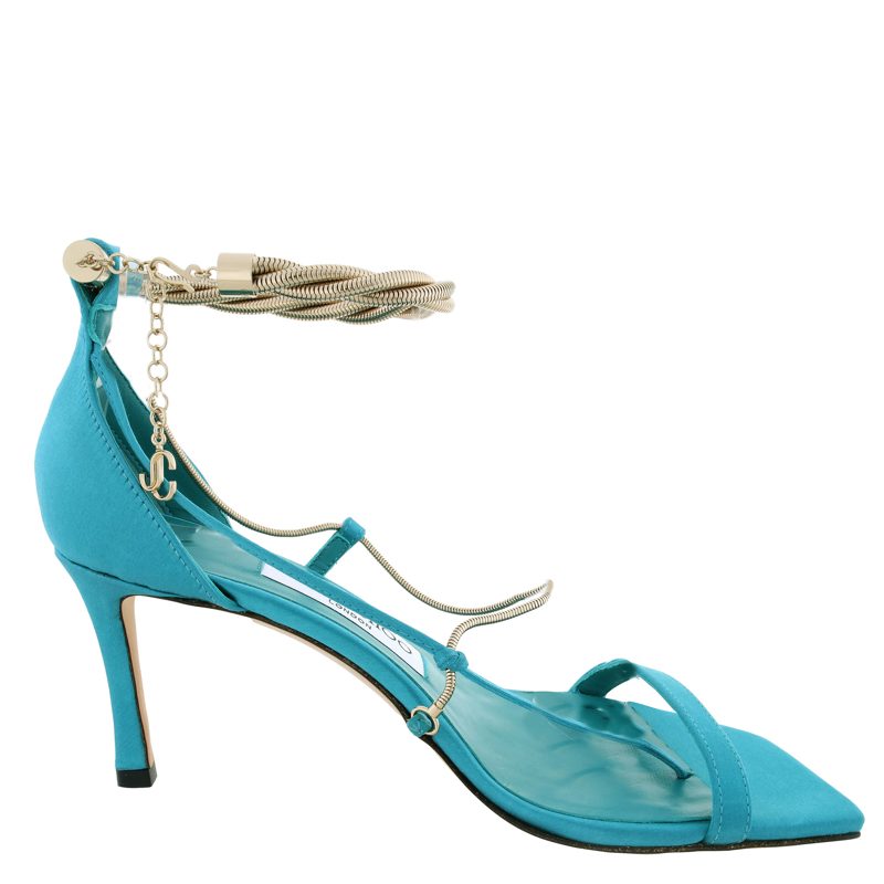 Oriana 75 Gold Chains Satin Sandals
