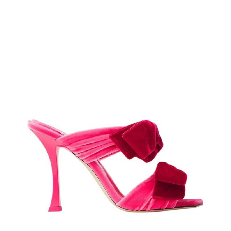 Flaca 100Mm Candy Pink Velvet Bow Sandals