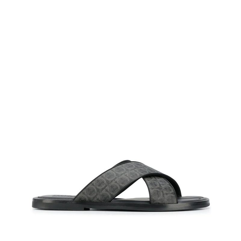Gancini Leather Pool Slides
