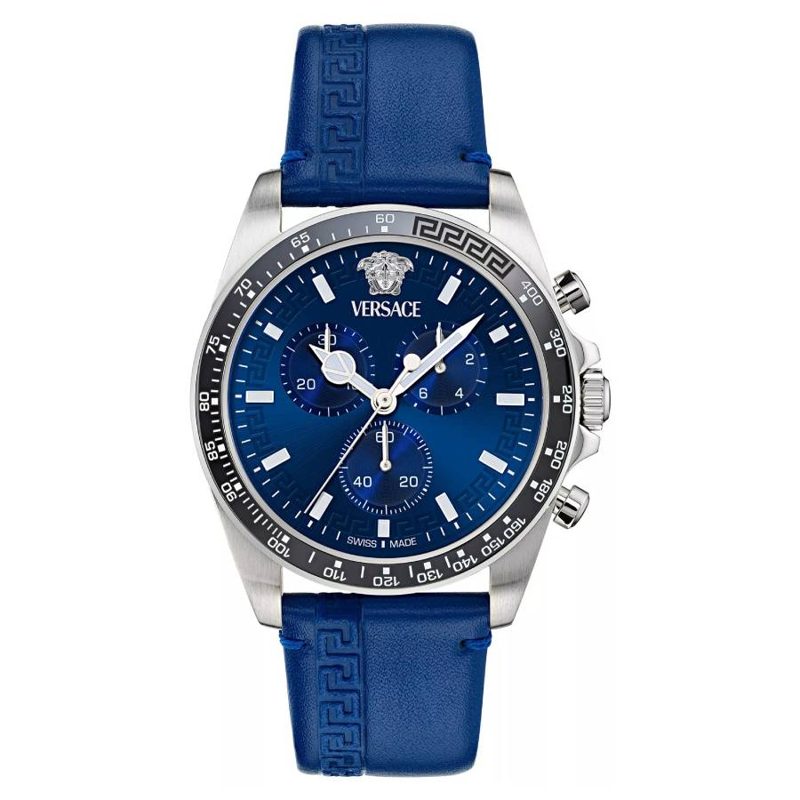 Greca Chrono Wave Chronograph Quartz Blue Dial Mens Watch VE0H00125