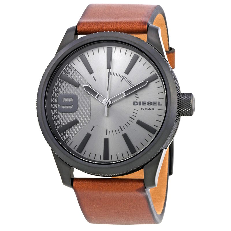 Rasp Grey Dial Brown Leather Mens Watch DZ1764