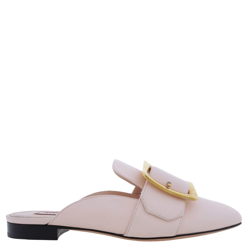 Janesse Buckle Detail Leather Slippers