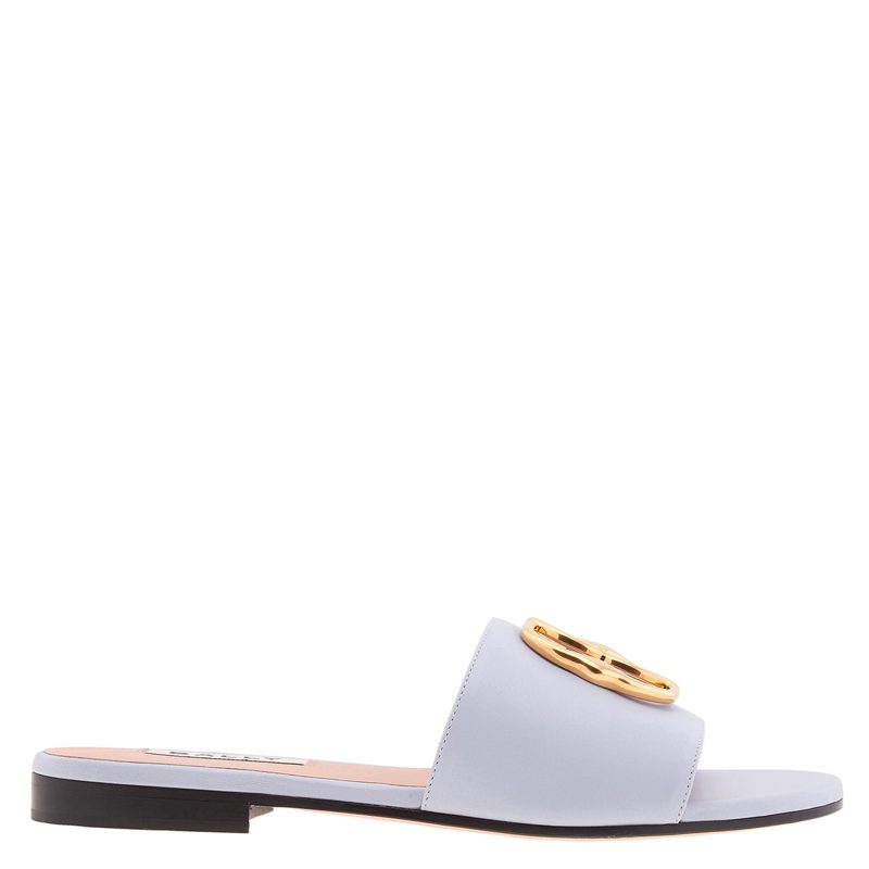 Emblem-Plaque Leather Slides
