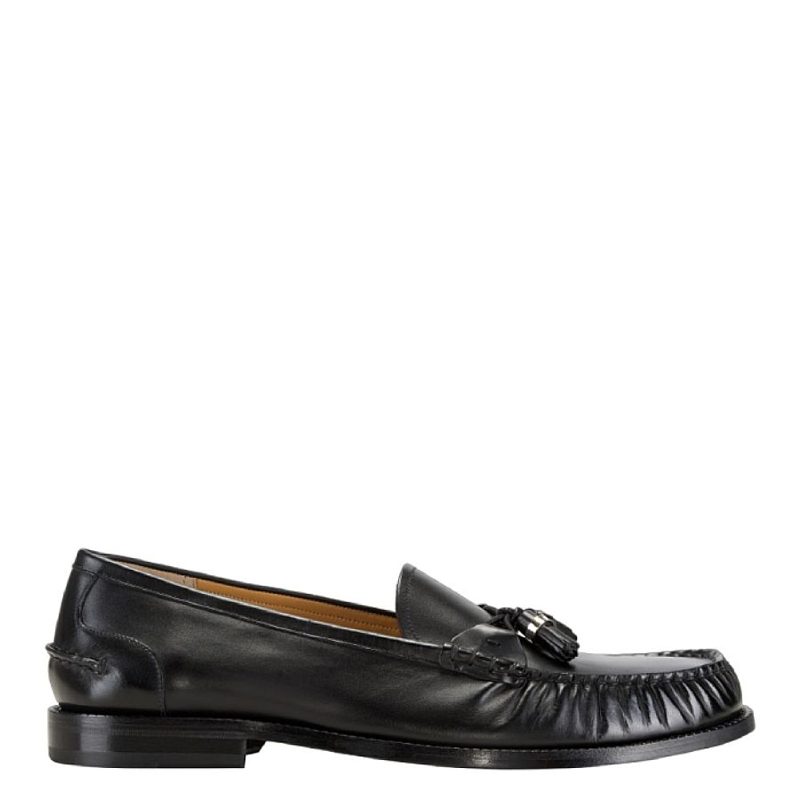 Mens Ribald Black Calf Leather Tassel Loafers