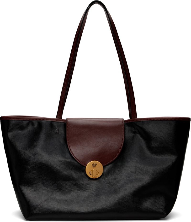 Black Vivian Small Coated Canvas Tote 262404F049004