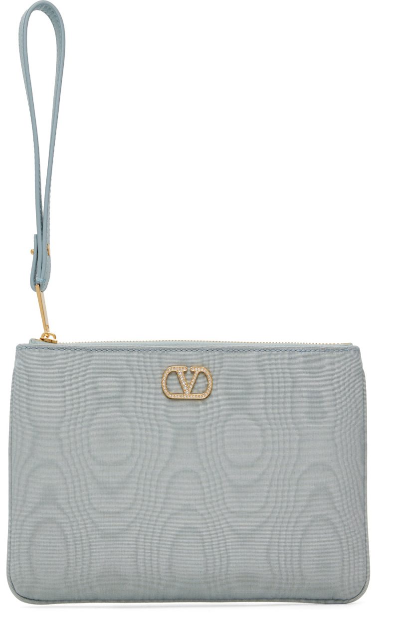 Garavani Blue VLogo Signature Moire Fabric Clutch 262807F045004