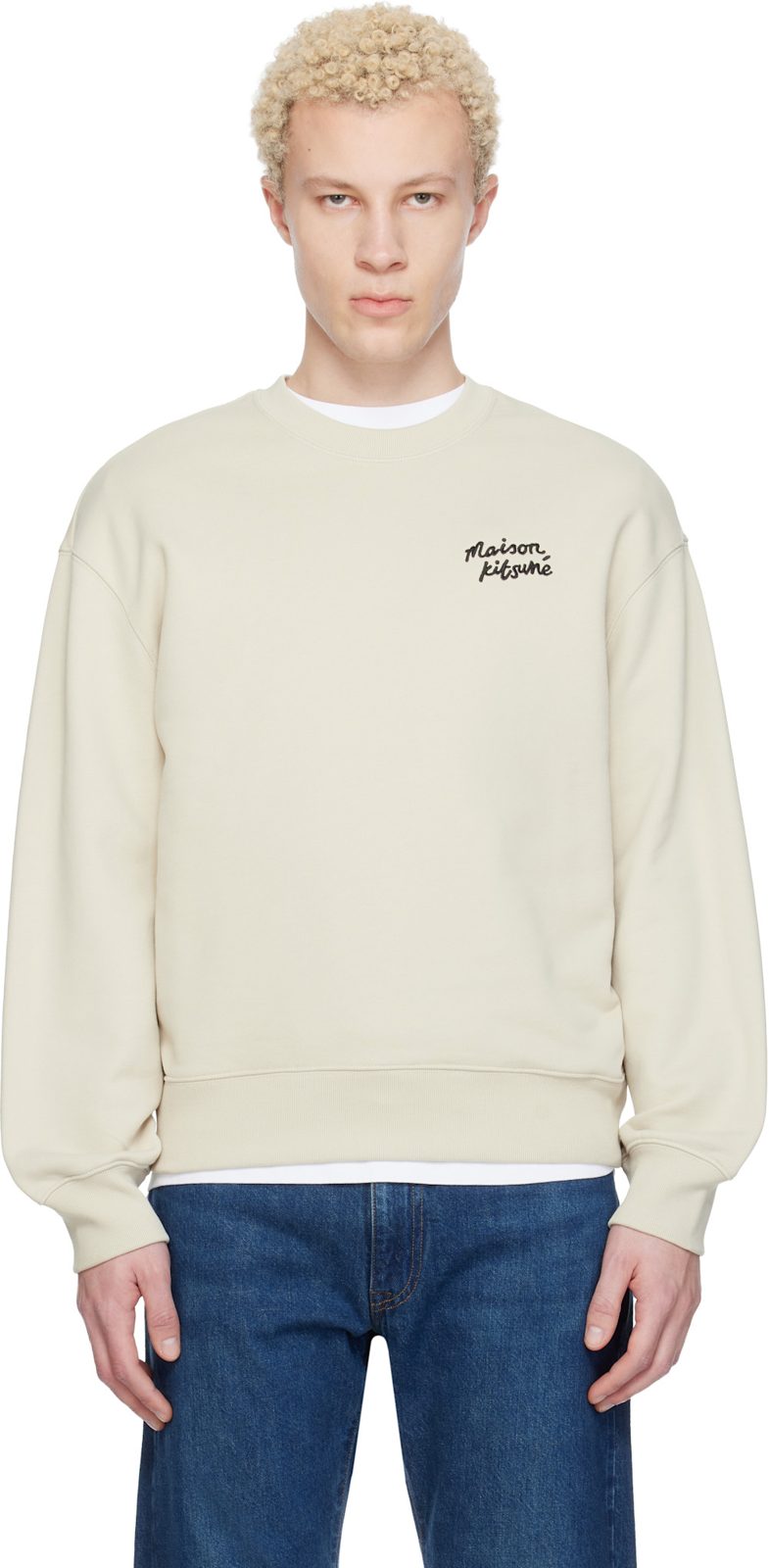 Beige Maison Kitsune Handwriting Comfort Sweatshirt 261389M204020