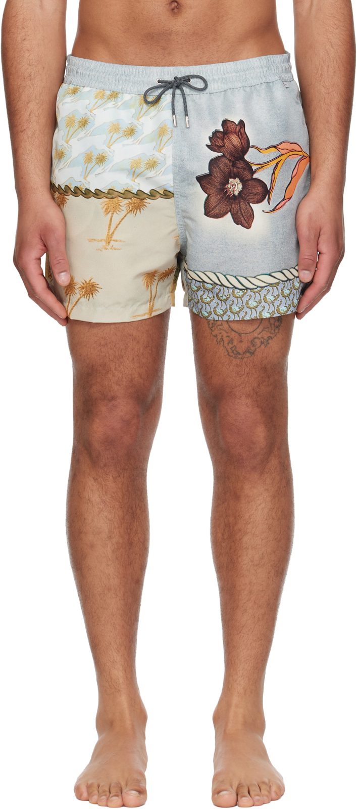 Paul Smith Blue & Yellow Textile Mix Swim Shorts 261260M208001