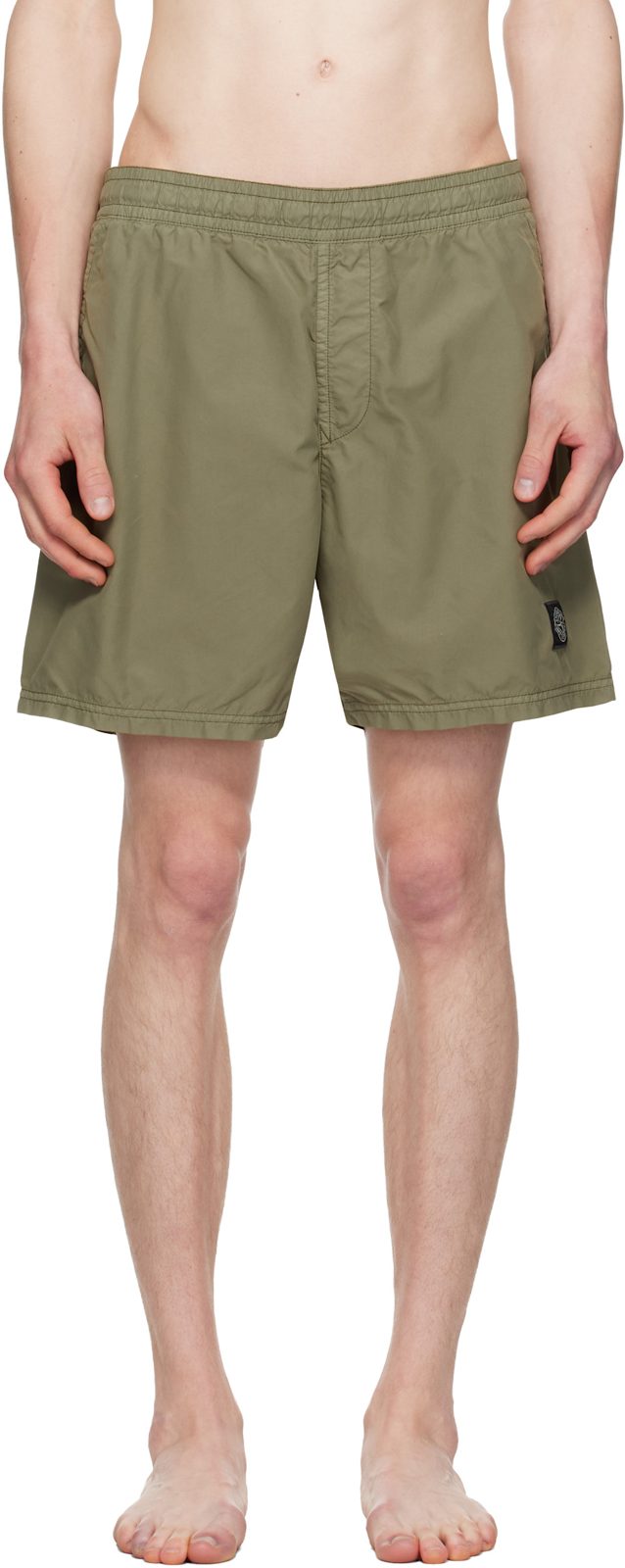 Khaki B100B09 Brushed Nylon Swim Shorts 261828M193007