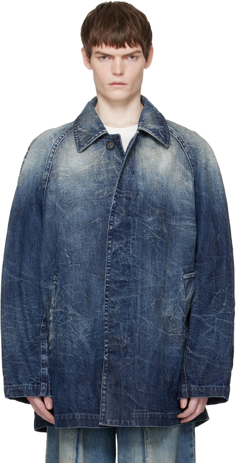 Blue Faded Denim Coat 261188M177003