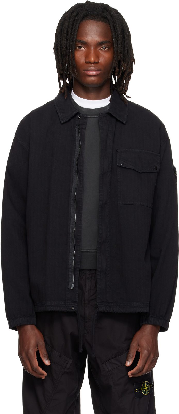 Black 1200014 Organic Panama Old Overshirt 262828M192020
