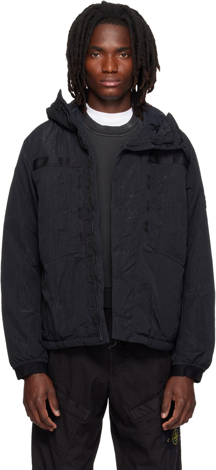 Black Q100007 Warp Rib Nylon-TC Jacket 262828M180013