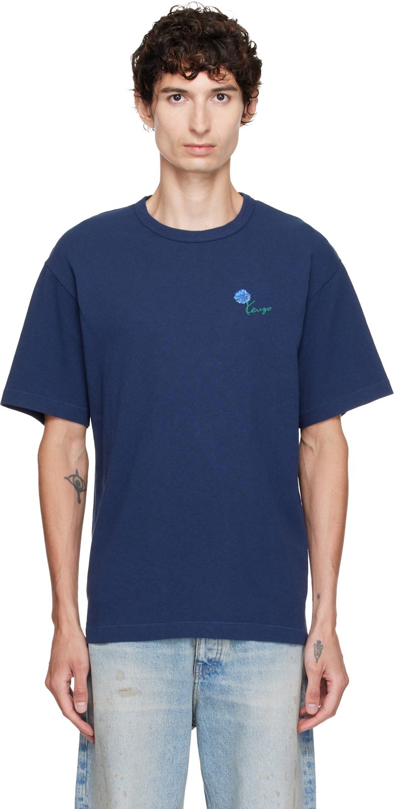 Navy [겐조] Paris Tulip T-shirt 262387M213006