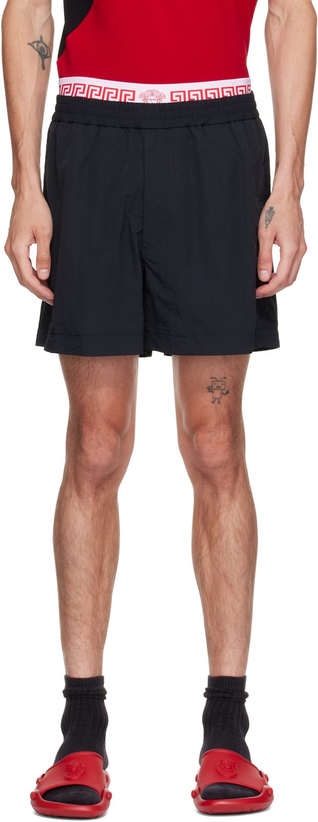 Black Soft Wrinkled Shorts 262404M193000