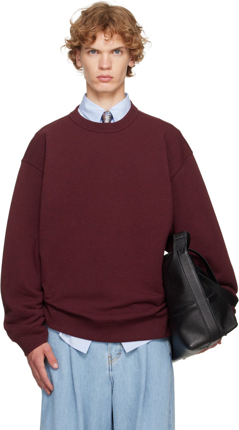 Burgundy Oversized Cotton Sweatshirt 262358M201043