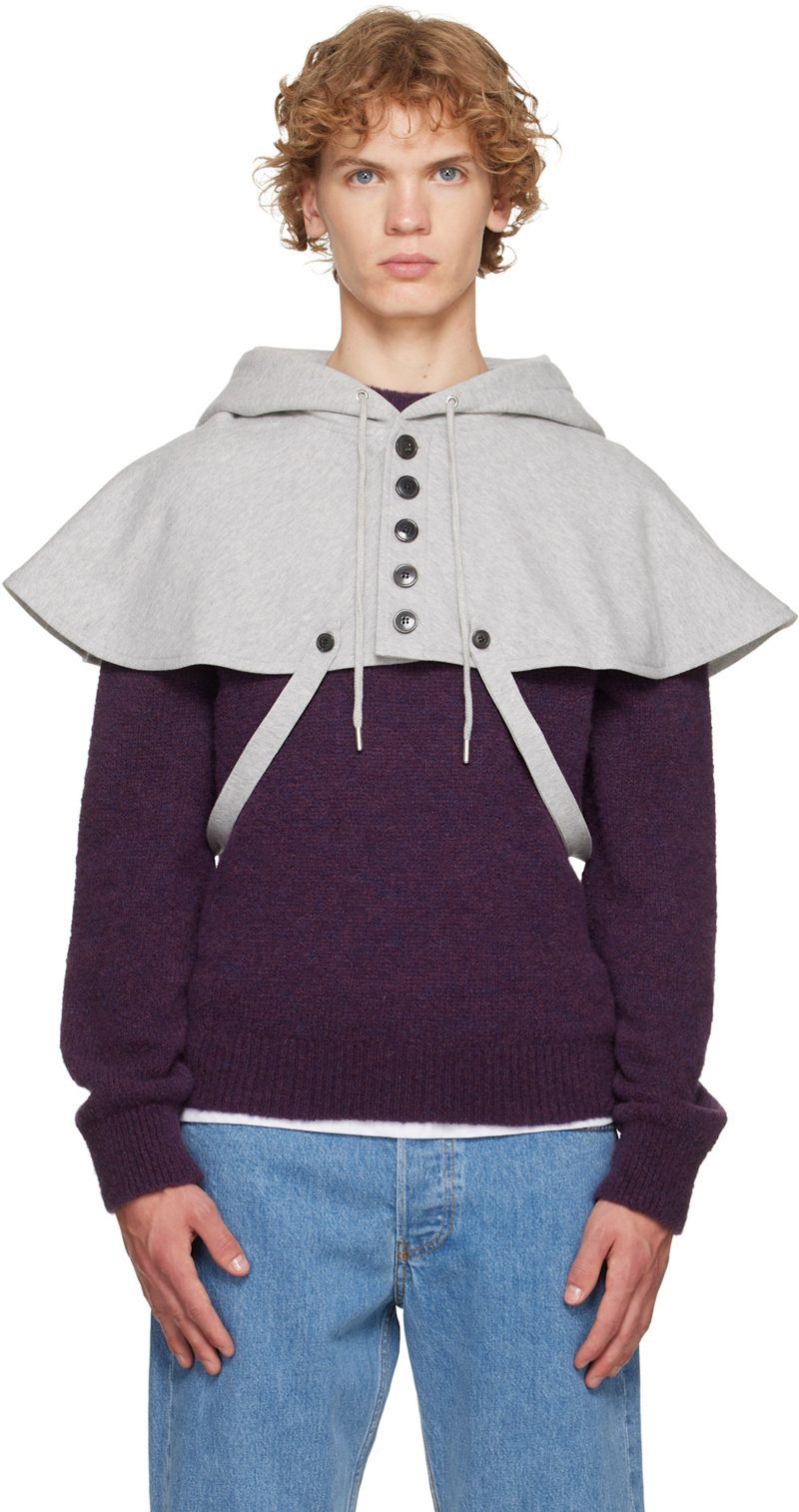 Gray Cape Hoodie 262358M202006