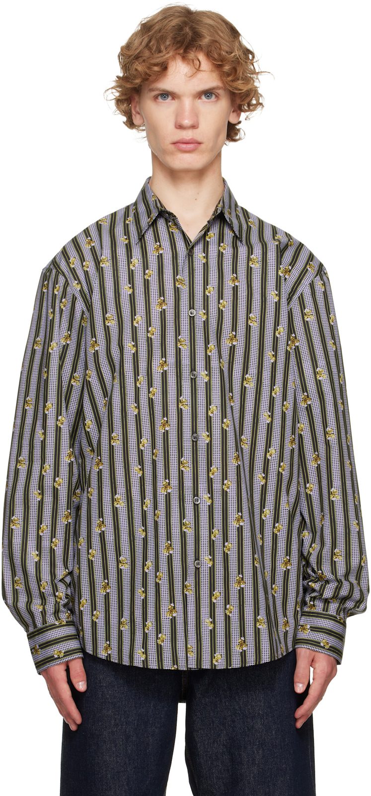 Purple & Green Cotton Shirt 262358M192077