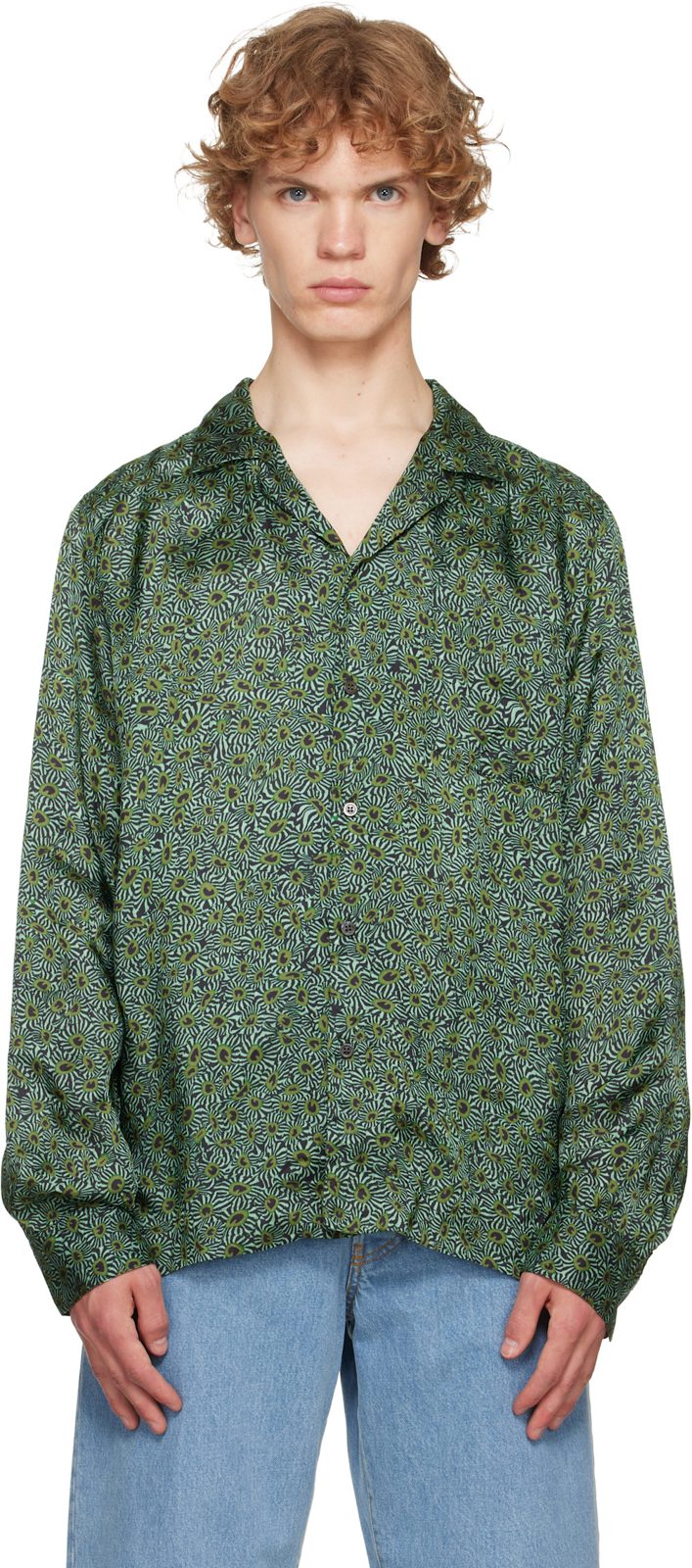 Green Viscose Twill Shirt 262358M192026