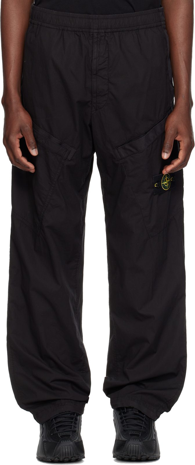 Black 3100006 Stretch Cotton Tela PARACADUTE Cargo Pants 262828M188010