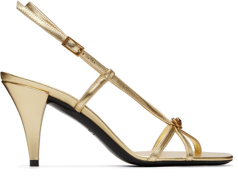 Gold Valentina Metallic Heeled Sandals 262404F125009