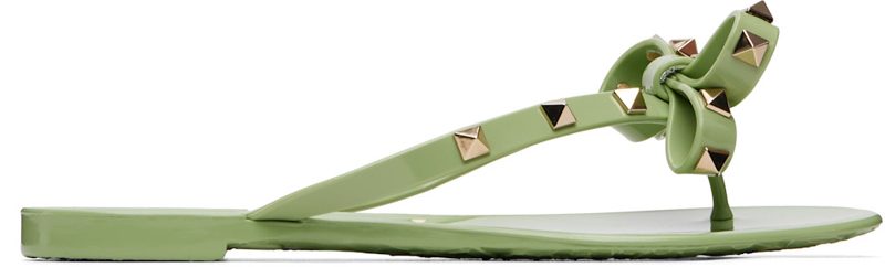 Garavani Green Thong Rockstud Sandals 262807F124003