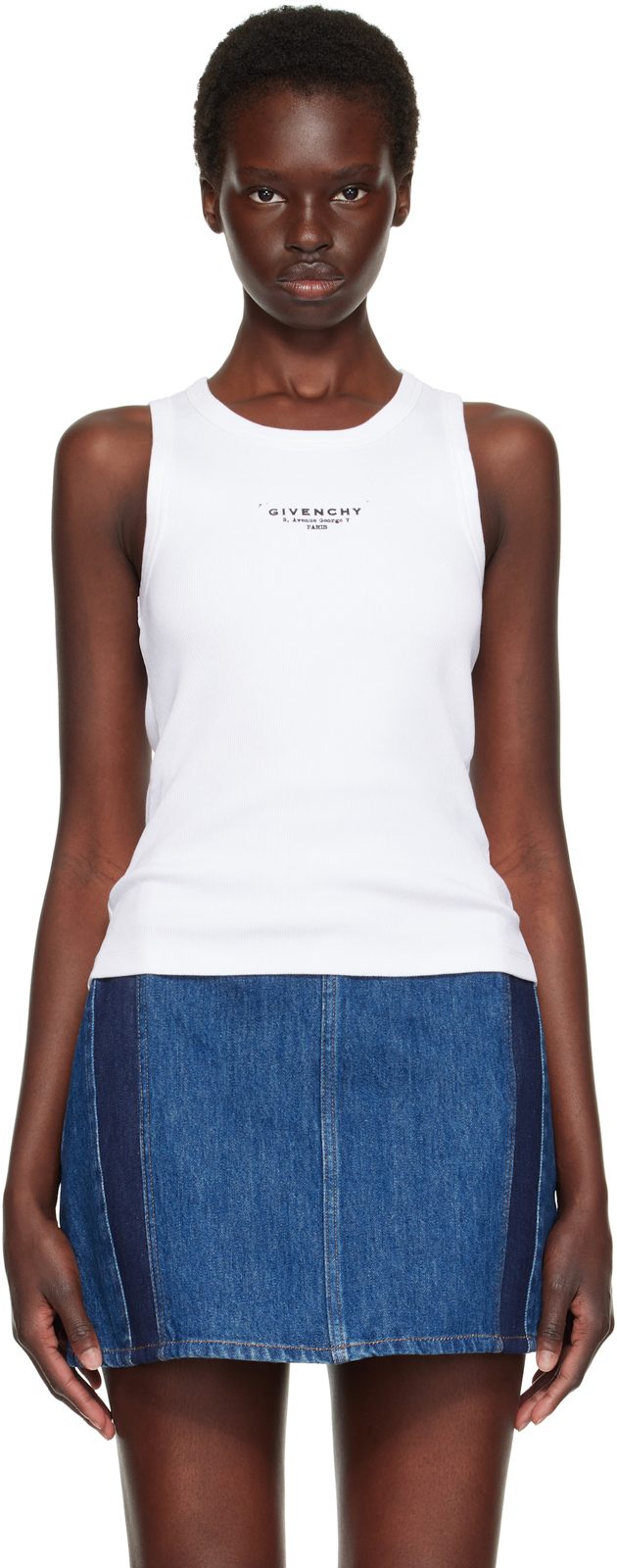 White Slim Fit [지방시] Stamp Print Tank Top 252278F111002