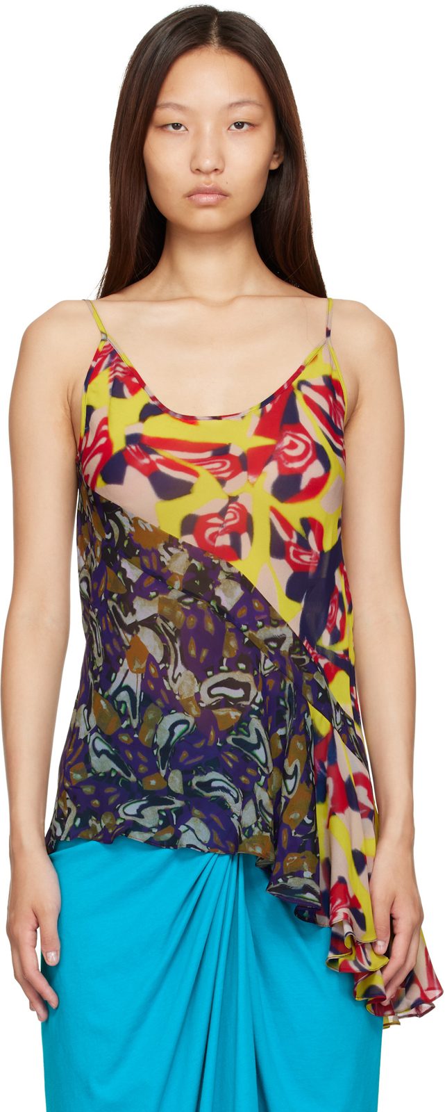 Multicolor Viscose Slip Top 262358F107003