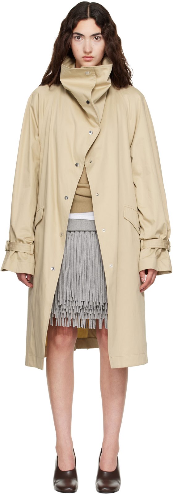 TOTEME Beige Oversized Cotton Trench Coat 262771F067002