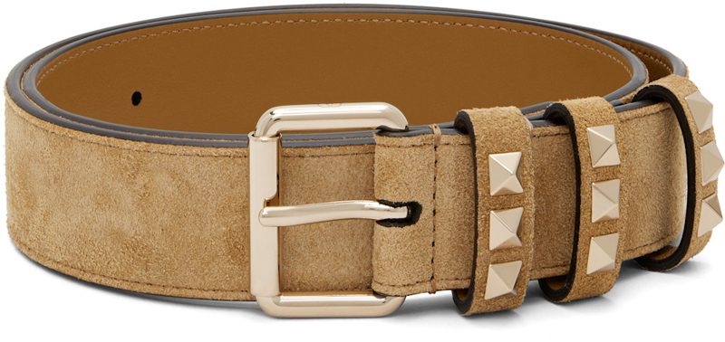 Garavani Tan Rockstud Suede Belt 262807F001000