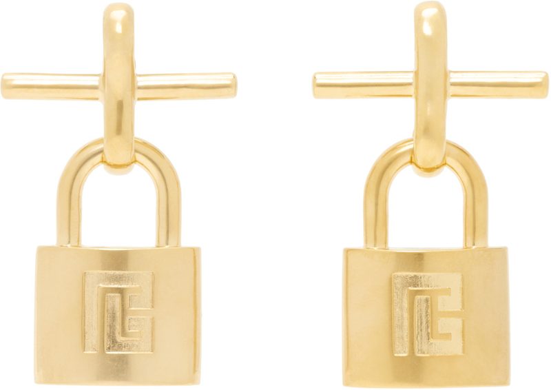 Brass Pulse Padlock Earrings 262251F022000