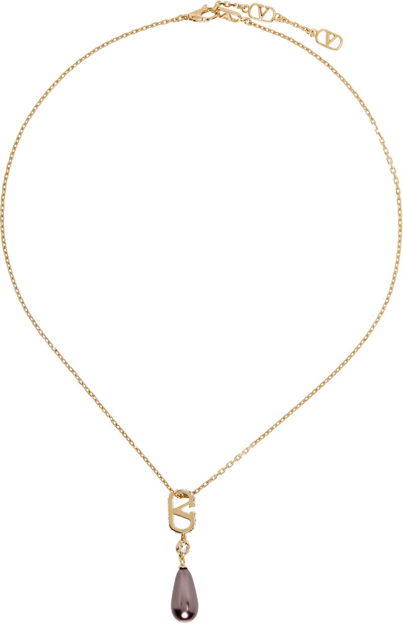 Garavani VLogo Signature Swarovski Crystals & Glass Drops Necklace 262807F023000