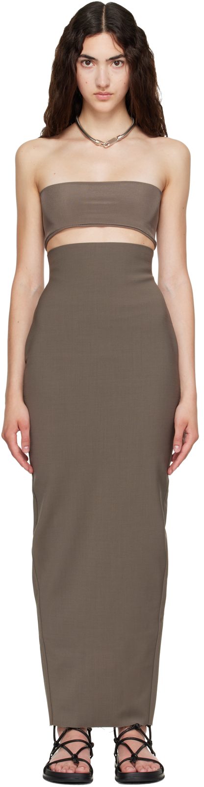 Gray Tower Dirt Pillar Maxi Skirt 262232F093003