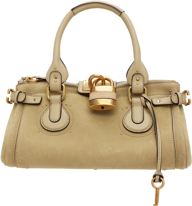 Chloe Beige Paddington Suede Bag 262338F048005