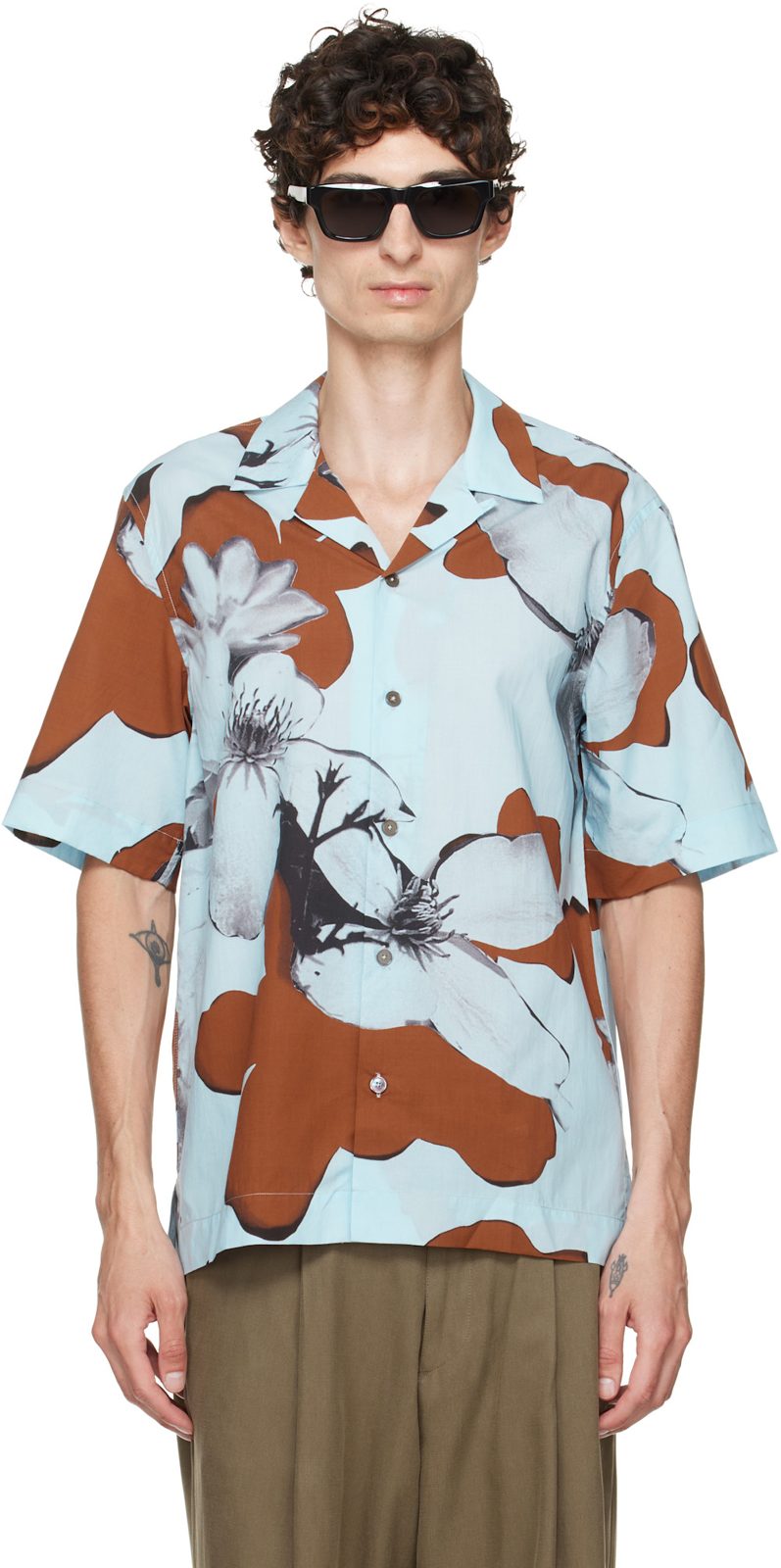 Paul Smith Blue Floral Print Shirt 262260M192010
