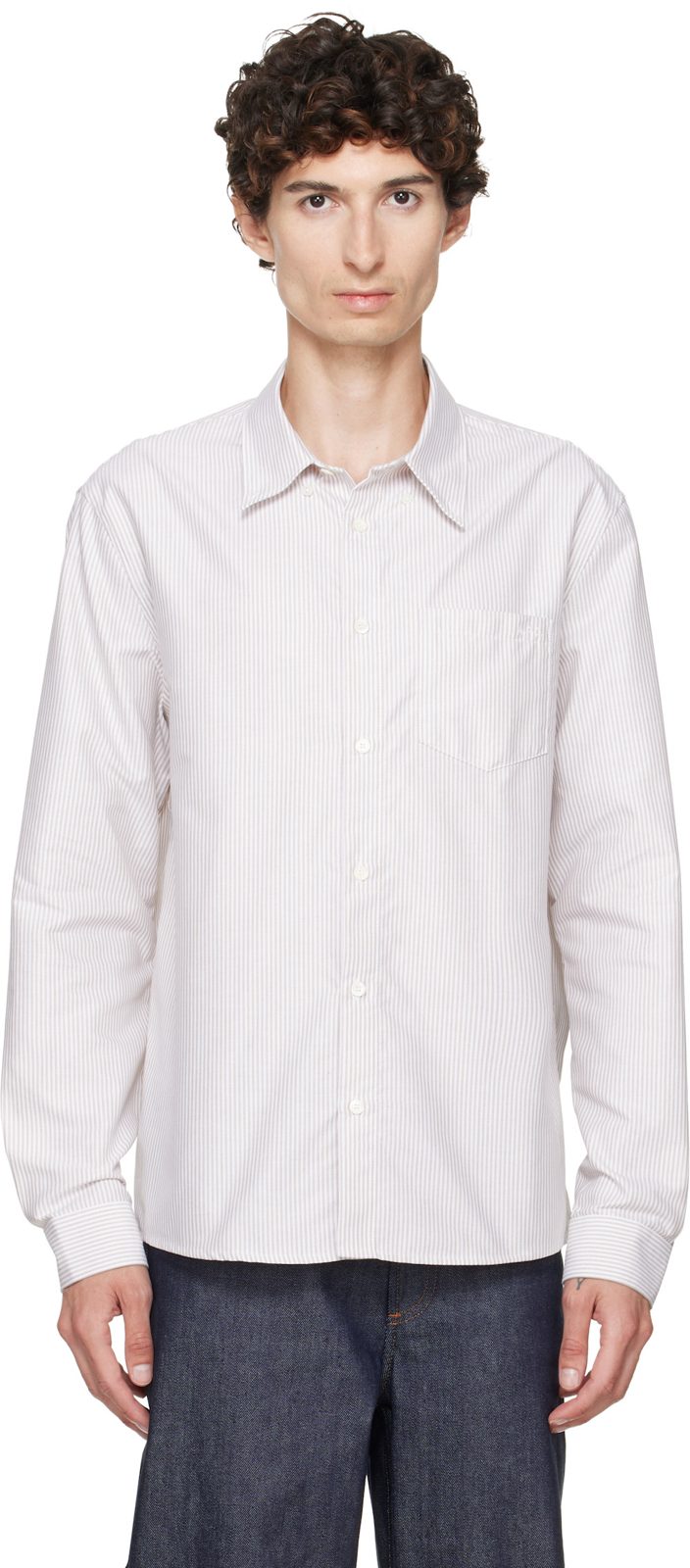 Beige & White New Greg Shirt 262252M192007