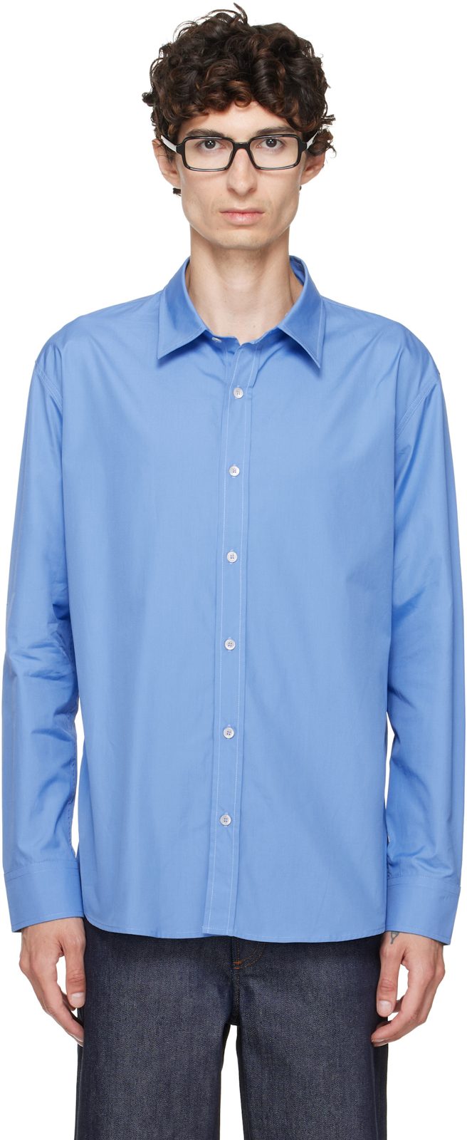 Blue Organic Cotton Shirt 262252M192004