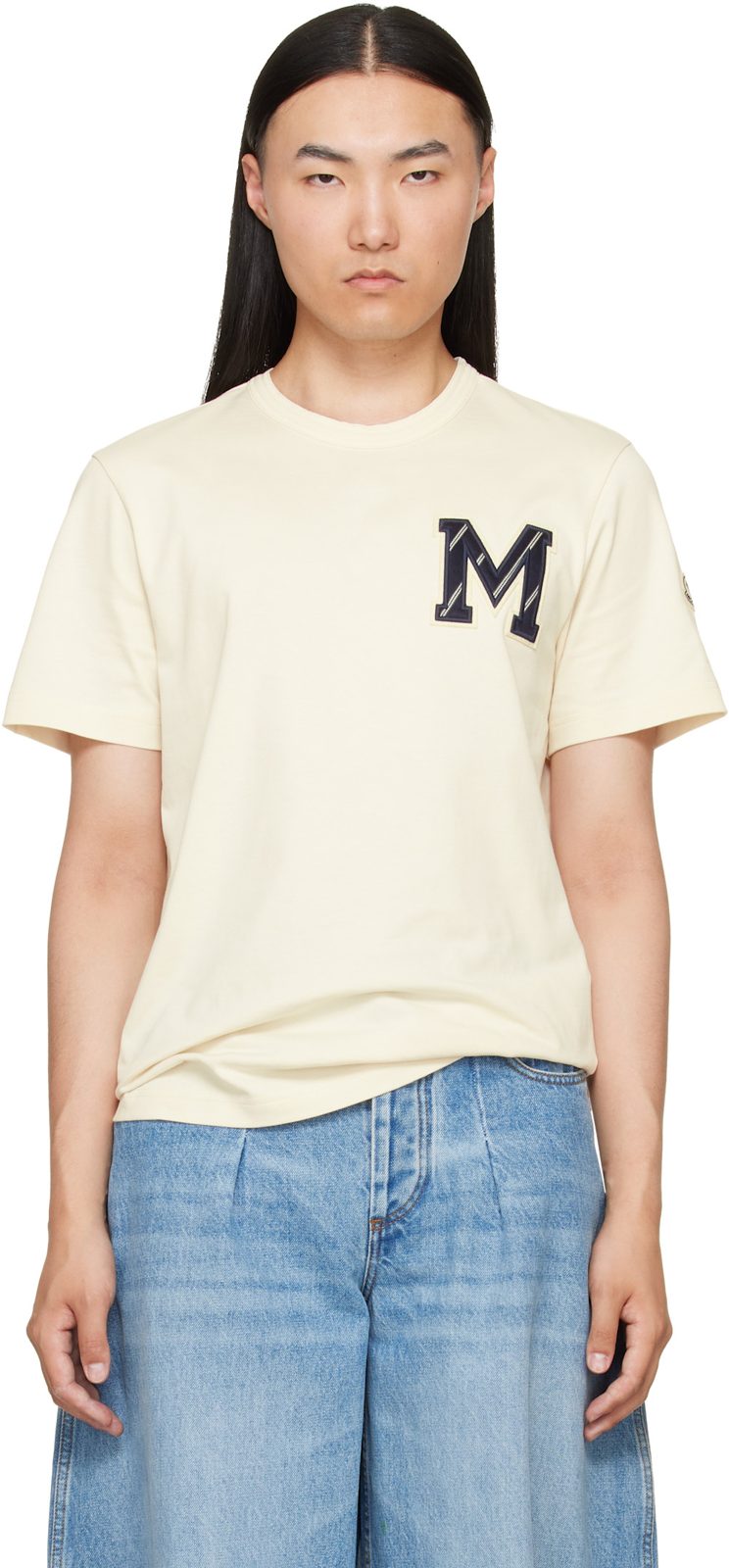 Beige Cotton Jersey Monogram T-shirt 262111M213015