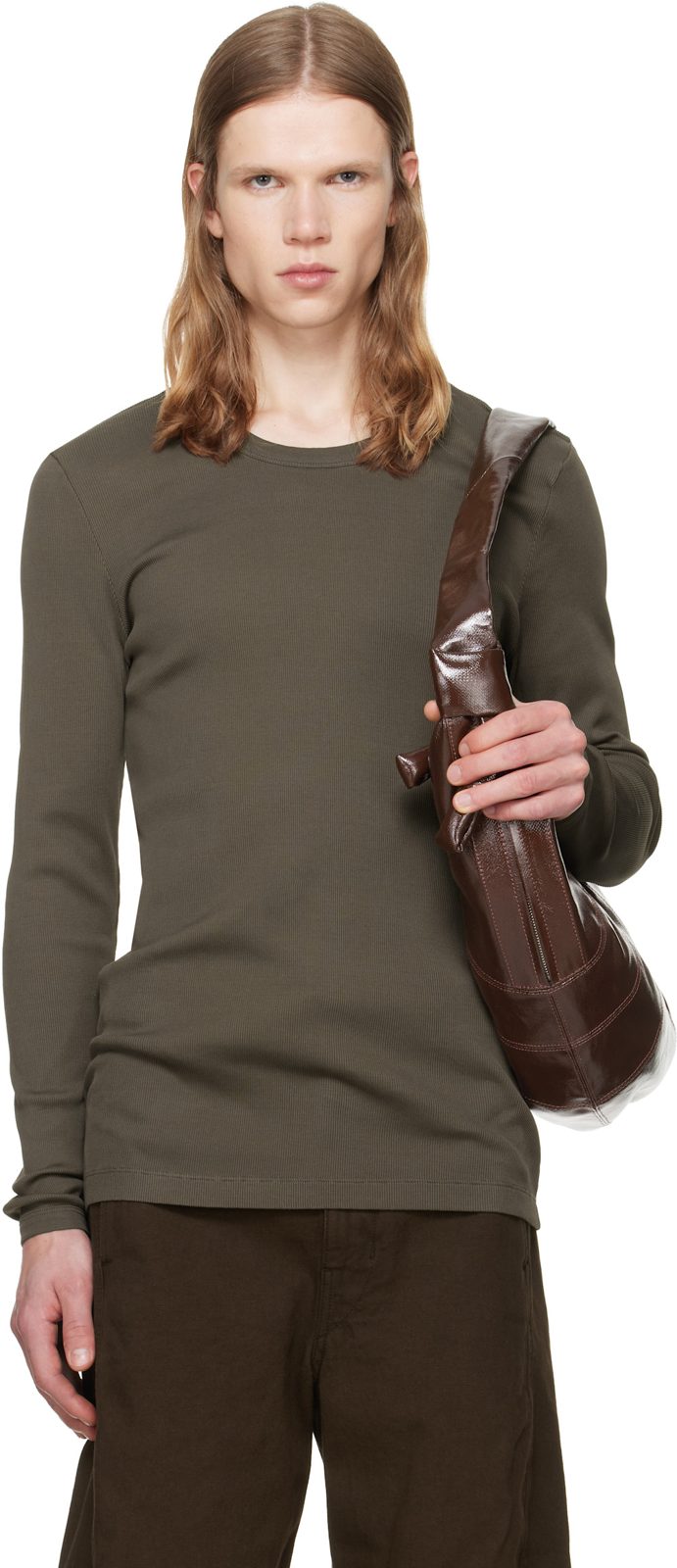 Brown Long-Sleeve T-shirt 262646M213004