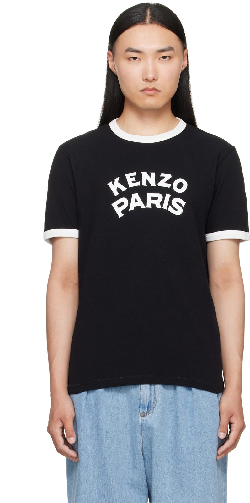 Black [겐조] Paris Cotton Emblem Slim T-shirt 262387M213013