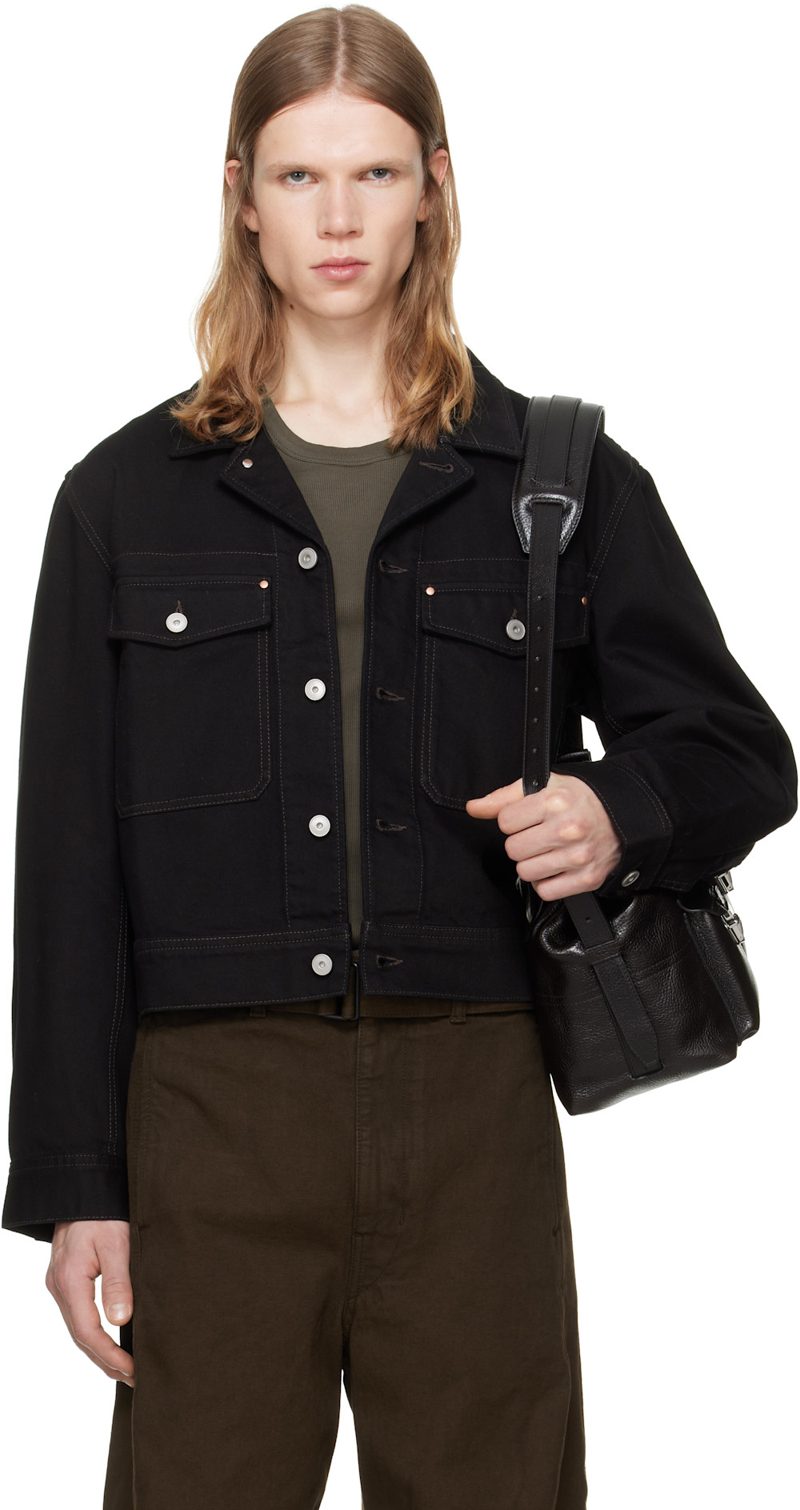 Black Denim Trucker Jacket 262646M177003