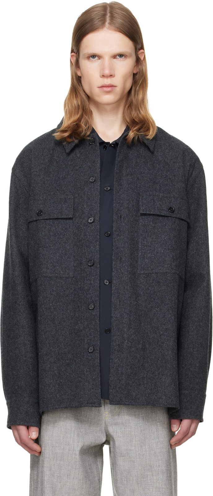 Gray Outer Shirt Jacket 262249M180004