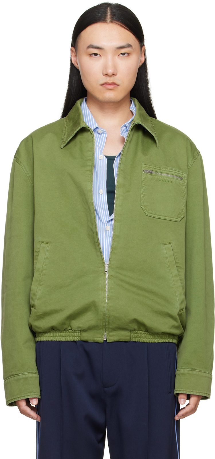 Marni Green Zip Jacket 262379M180008