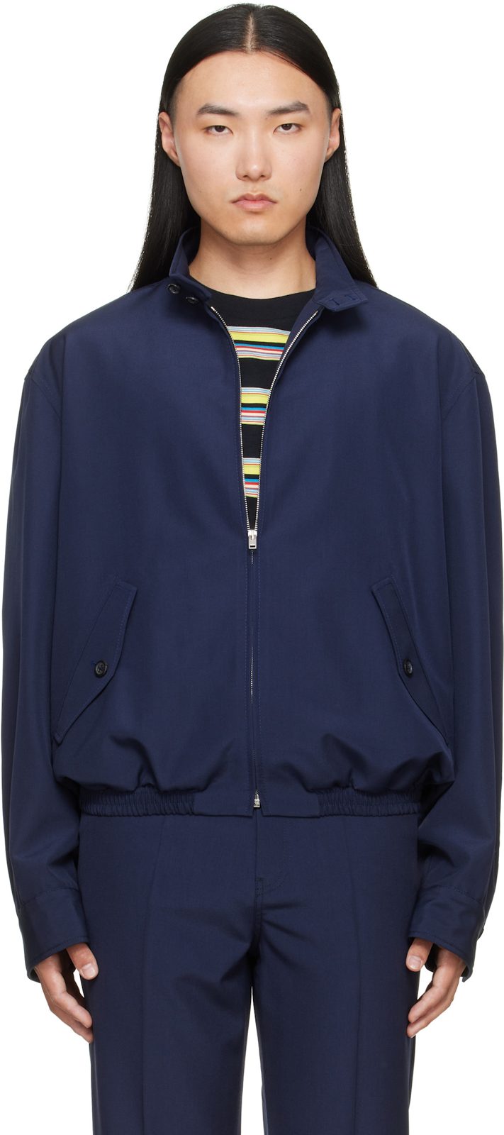 Marni Navy Embroidered-Logo Jacket 262379M180005