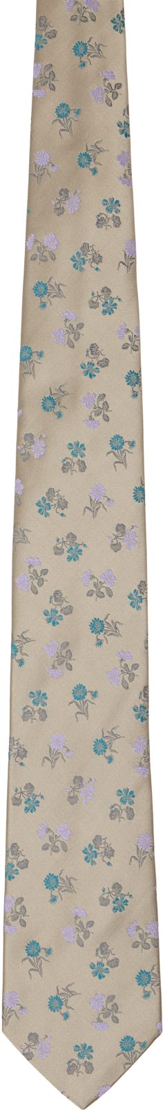 Beige Floral Tie 262358M158003