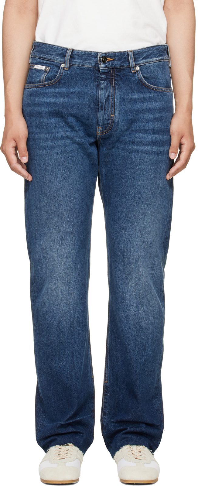 Blue Fringed Vintage Jeans 262278M186001