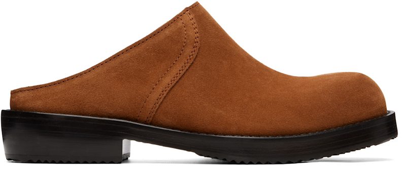 Tan Suede Clog Loafers 262358M231001