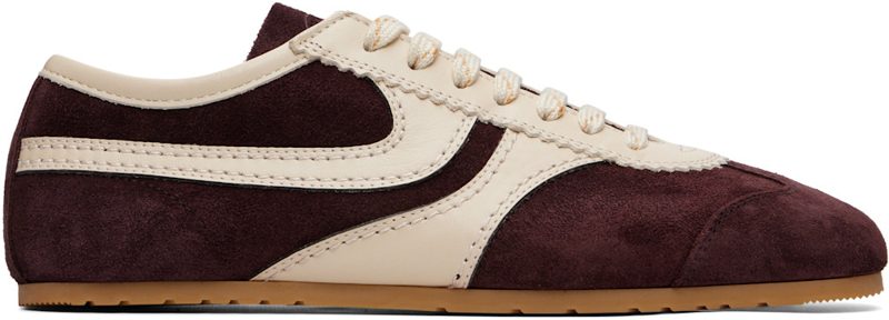 Burgundy Suede Sneakers 262358M237007
