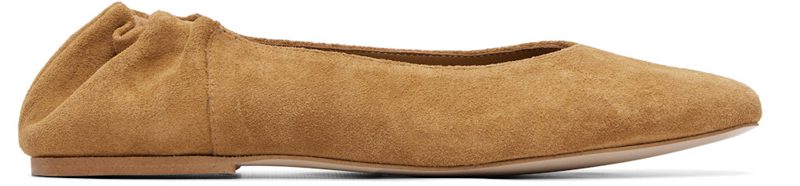 Beige Suede Ballerina Flats 262252F118000