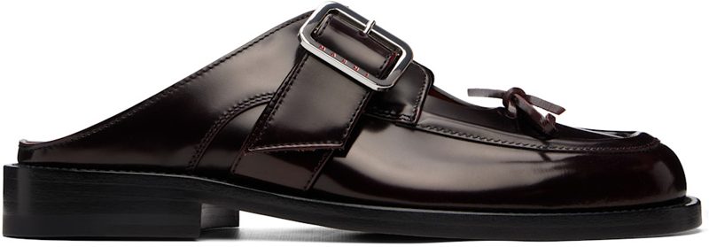 Marni Burgundy Bambi Buckle Slip-on Loafers 262379F121001